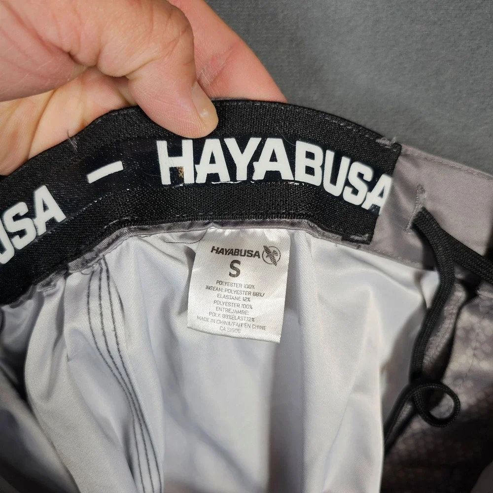 Hayabusa Shorts Mens Small Gray Geometric MMA Grappling Training Stretch Fight